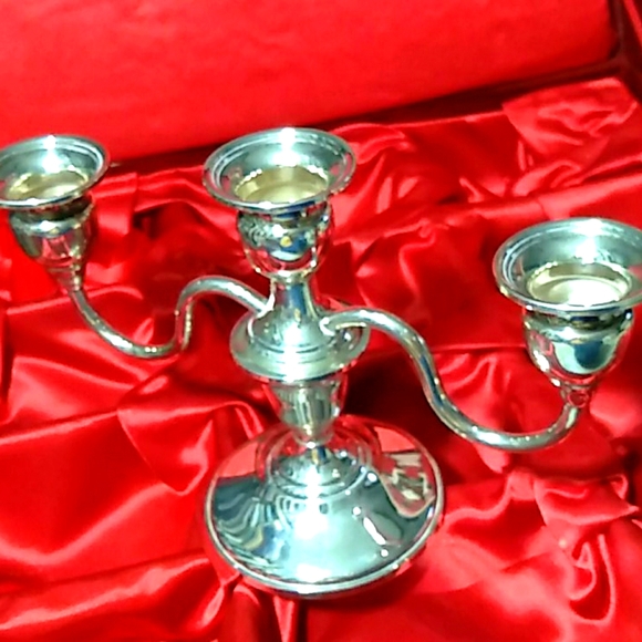 KMK (?) .925 5.5" in Height, 8" in Width Other - Sterling Silver Three Arm Detachable Candelabra